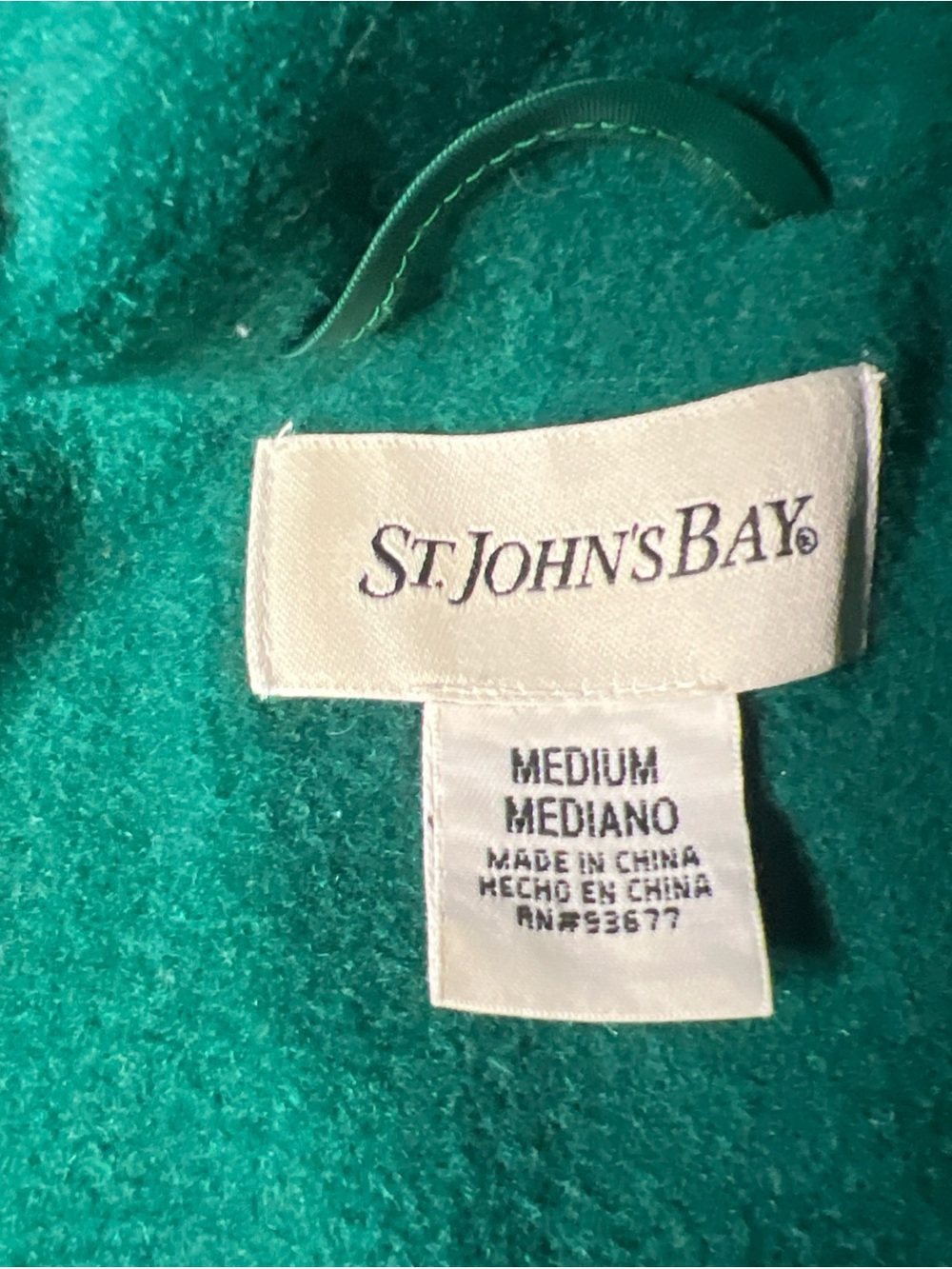St John’s Bay Medium Kelly Green Pea Coat Cashmere Wool Blend Black Buttons - Picture 3 of 4